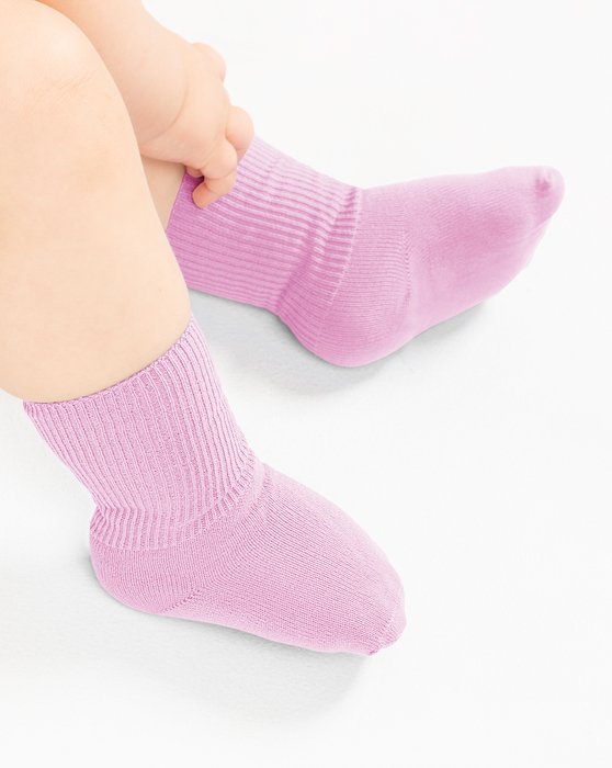 1577 Light Pink Solid Color Kids Socks