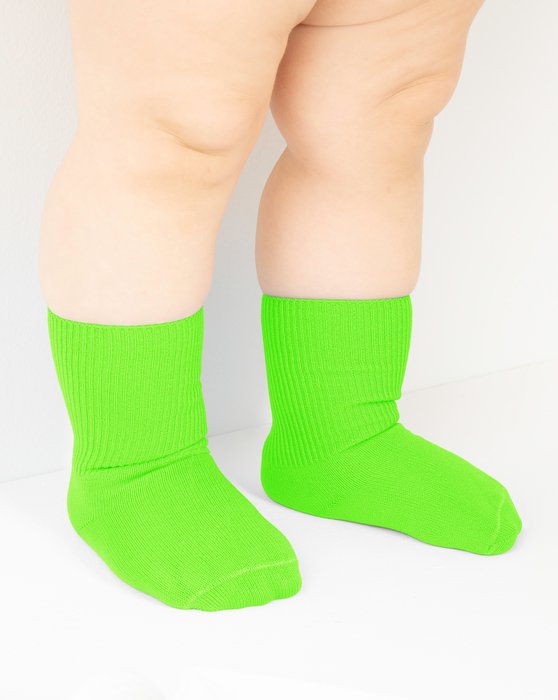 Neon Green Kids Nylon Socks Style# 1577 | We Love Colors
