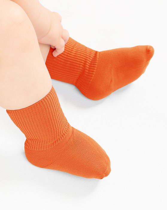 1577 Orange Solid Color Kids Socks
