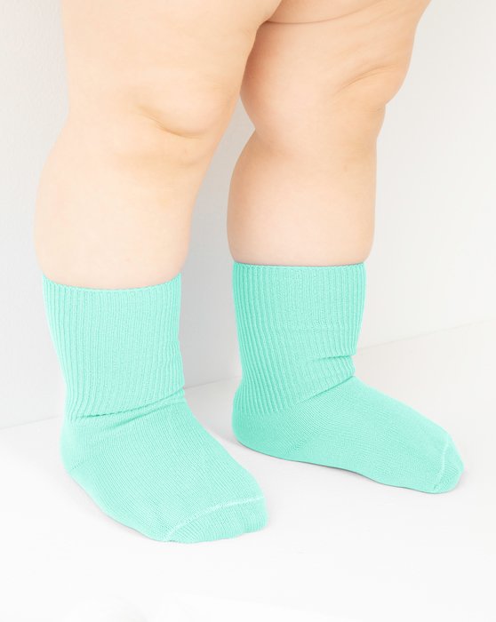1577 Pastel Mint Solid Color Kids Socks