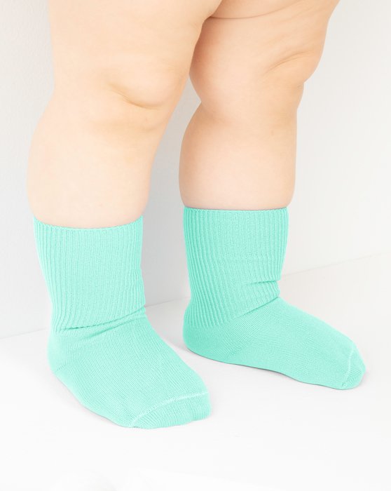 Pastel Mint 1577 Pastel Mint Solid Color Kids Socks