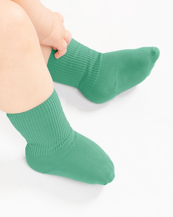 1577 Scout Green Solid Color Kids Socks