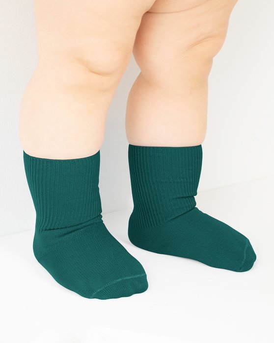 1577 Spruce Green Solid Color Kids Socks