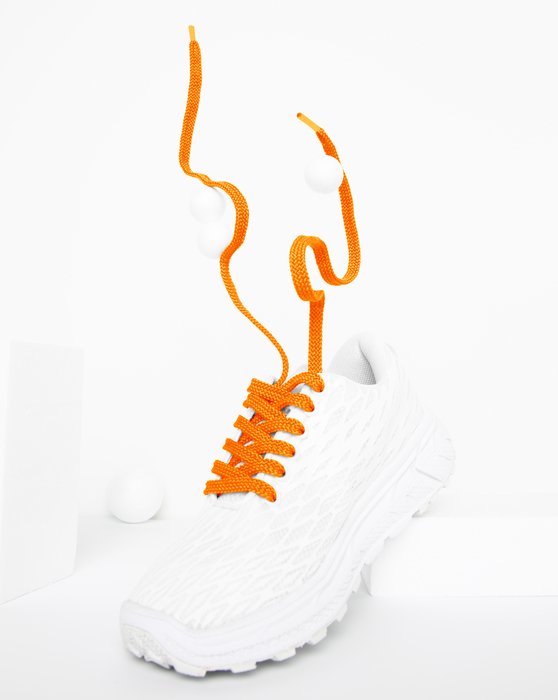 Neon Orange Flat Shoelaces Style# 3002 | We Love Colors
