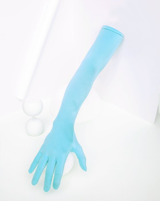 3407 Solid Color Neon Blue Long Opera Gloves 