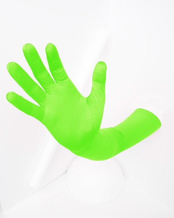 3407 Solid Color Neon Green Long Opera Gloves