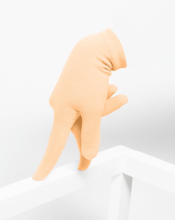 3601 Light Orange Short Matte Knitted Seamless Gloves