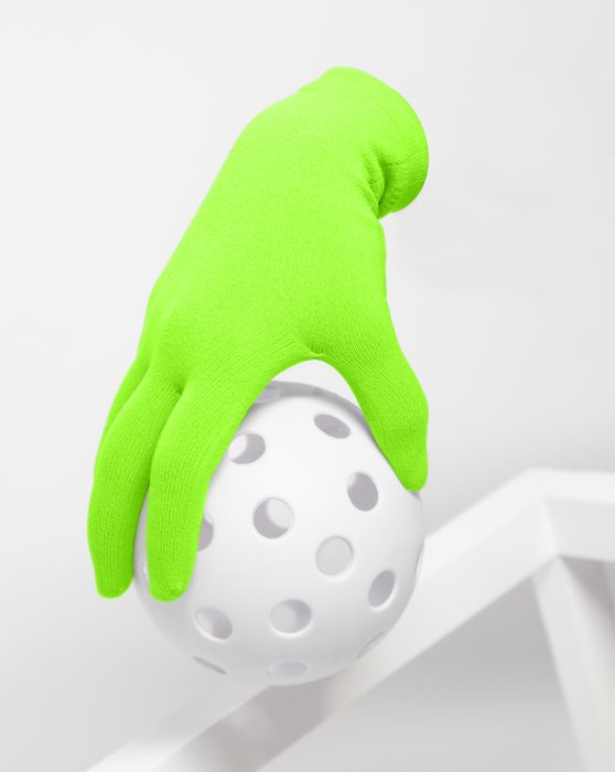 3601 Neon Green Short Matte Knitted Seamless Gloves