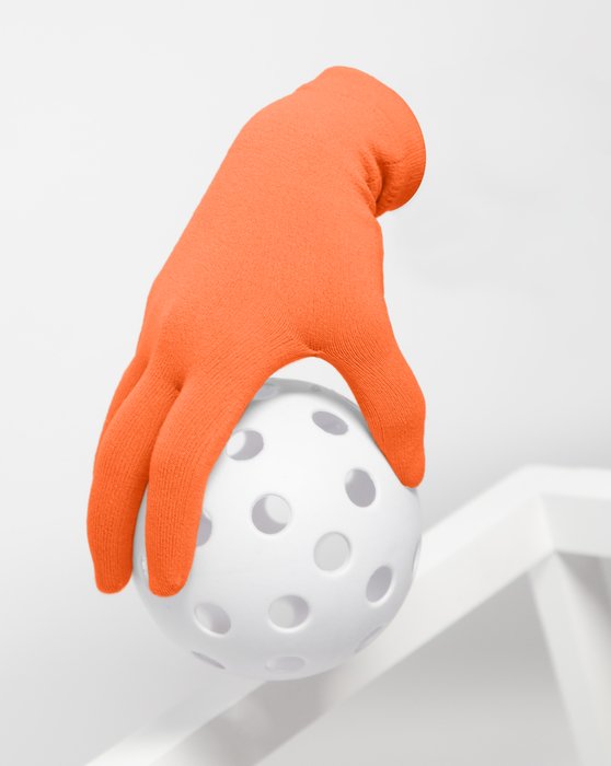 3601 Neon Orange Short Matte Knitted Seamless Gloves