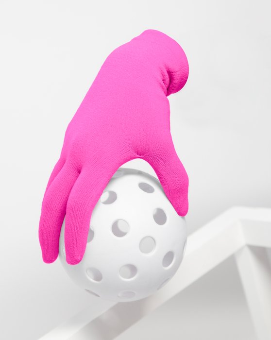3601 Neon Pink Short Matte Knitted Seamless Gloves