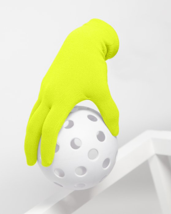 3601 Neon Yellow Short Matte Knitted Seamless Gloves
