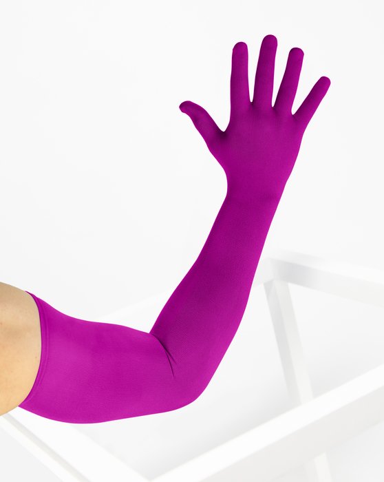 3607 Magenta Long Matte Knitted Seamless Armsocks Gloves