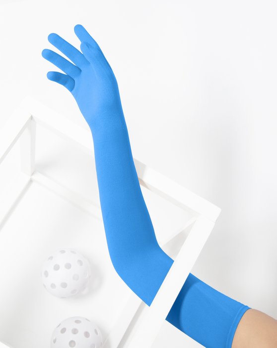 Medium Blue Long Matte Seamless Gloves Style# 3607 | We Love Colors