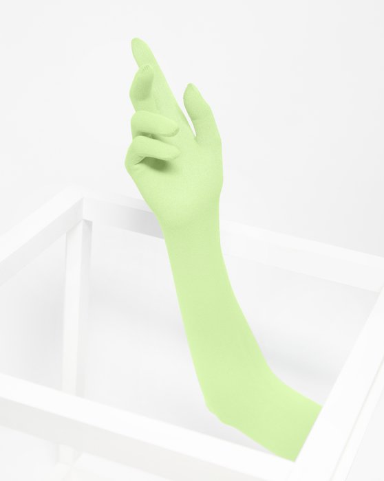 3607 Mint Green Long Matte Knitted Seamless Armsocks Gloves