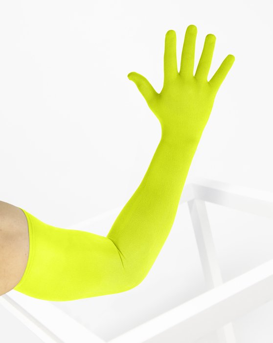 3607 Neon Yellow Long Matte Knitted Seamless Armsocks Gloves