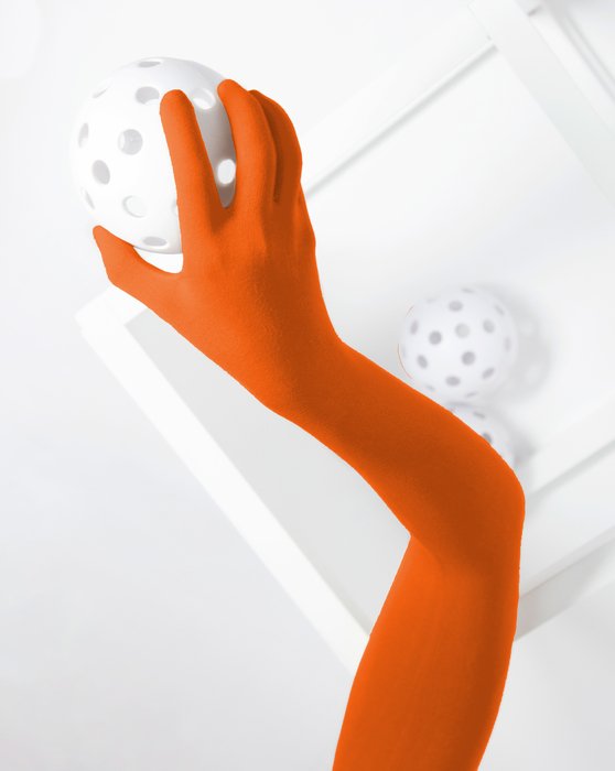3607 Orange Long Matte Seamless Opera Gloves