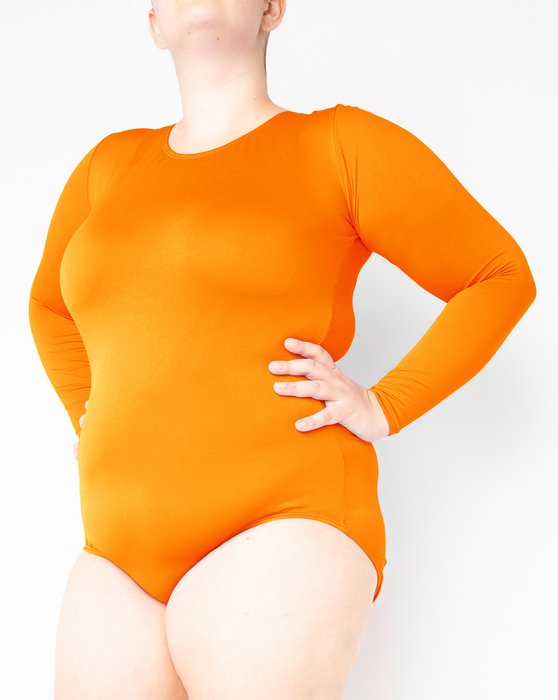 Neon Orange Long Sleeve Scoop Neck Leotard Style# 5002 | We Love Colors