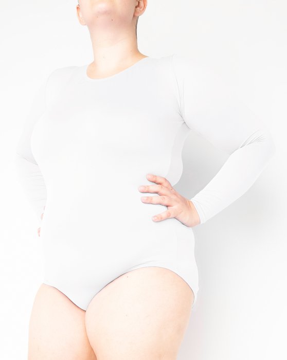 White Long Sleeve Scoop Neck Leotard Style# 5002 | We Love Colors
