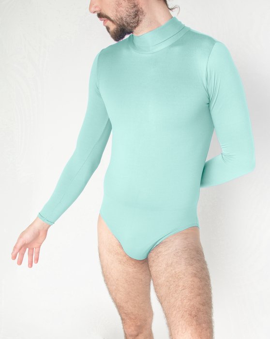 5008 M Dusty Green Long Sleeve Turtleneck Male Leotard
