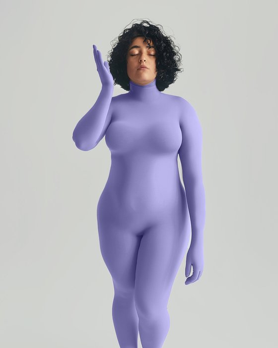 5010 W Lilac Second Skin Catsuit Gloves