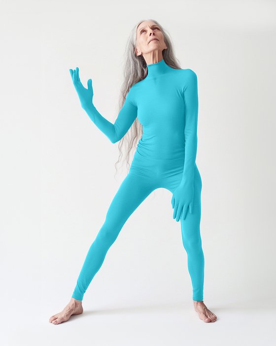 5010 W Neon Blue Second Skin Catsuit Gloves