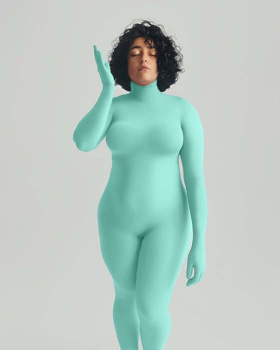 5010 W Pastel Mint Second Skin Catsuit Gloves