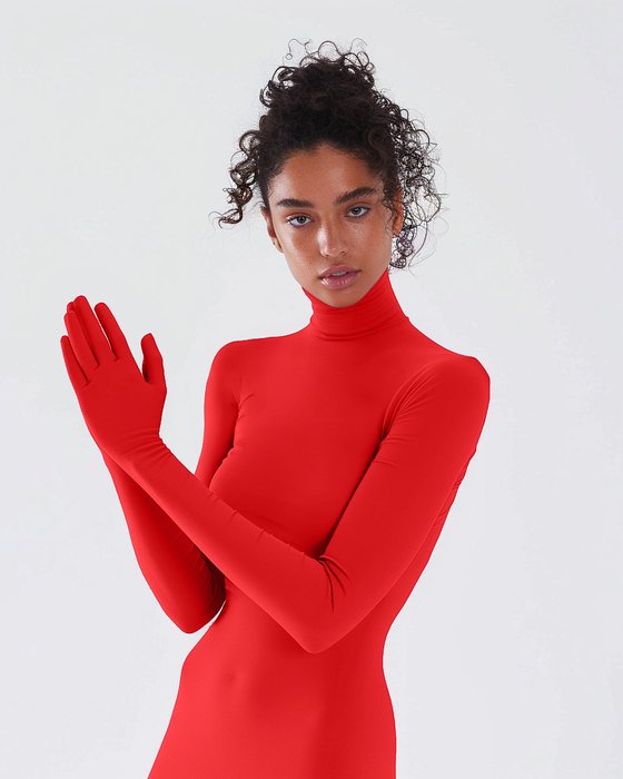 5012 W Scarlet Red Seamless Long Sleeve Shirt Armsocks