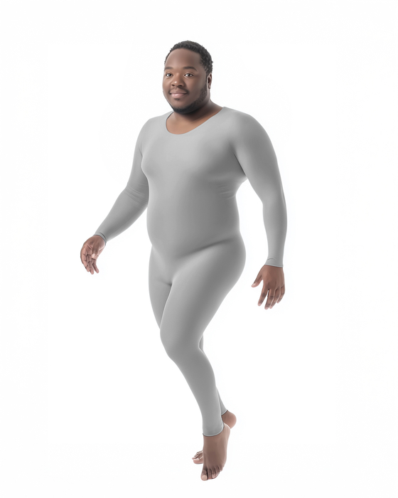 Light Grey 5014 M Light Grey Plus Seamless Catsuit Bodystocking
