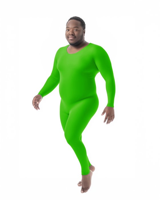 Neon Green 5014 M Neon Green Plus Seamless Catsuit Bodystocking