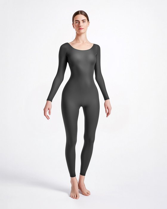 Charcoal 5014 W Charcoal Seamless Catsuit Bodystocking