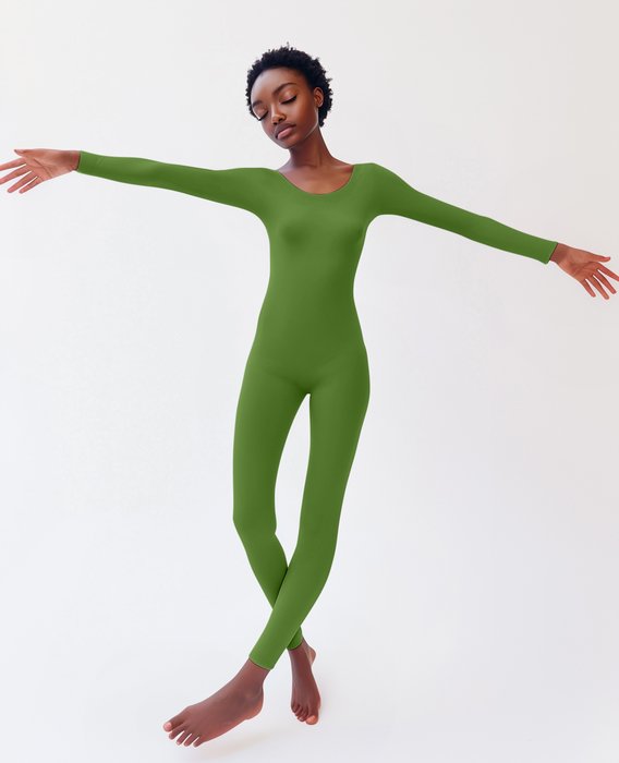 Olive Green 5014 W Olive Green 2 Seamless Catsuit Bodystocking
