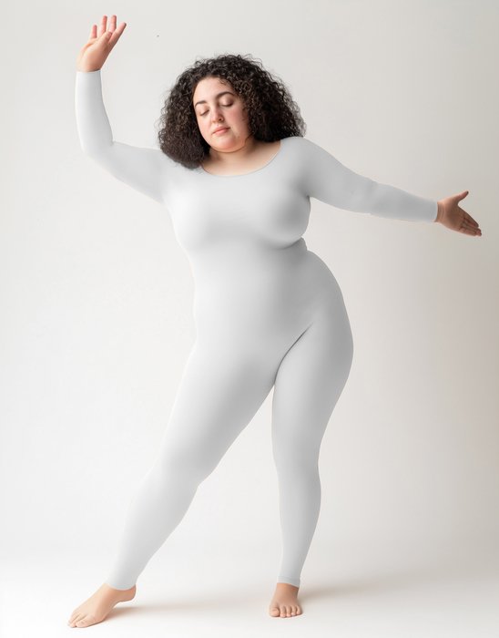 White 5014 W White Plus Seamless Catsuit Bodystocking