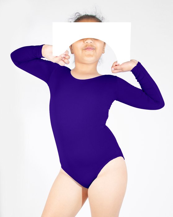 Purple 5072 Purple Kids Long Sleeve Scoop Neck Leotard