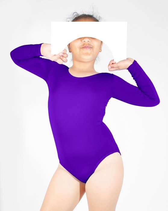 5072 Violet Kids Long Sleeve Scoop Neck Leotard