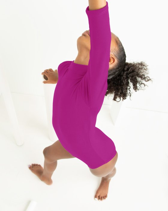 Fuchsia 5078 W Fuchsia Kids Long Sleeve Mock Turtleneck Leotard