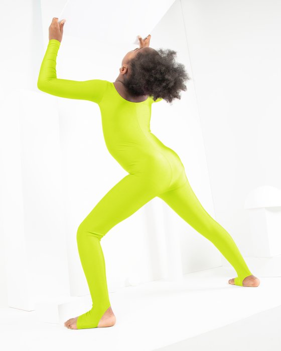 Neon Yellow Kids Long Sleeve Unitard Style# 5079 | We Love Colors