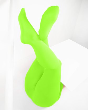 Neon Green Kids Microfiber Footless Tights Style# 1077 | We Love Colors