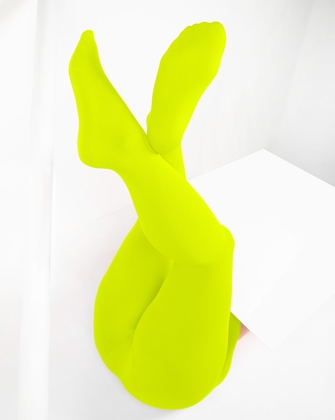 Neon Yellow Microfiber Ankle Length Footless Tights Style# 1025 | We Love Colors