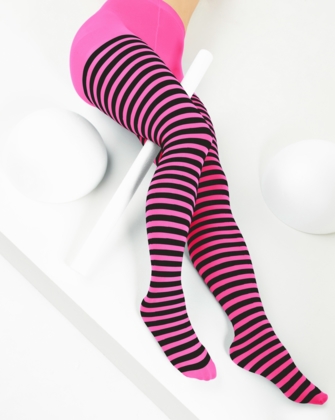 Neon Pink Womens Patterned Tights | We Love Colors