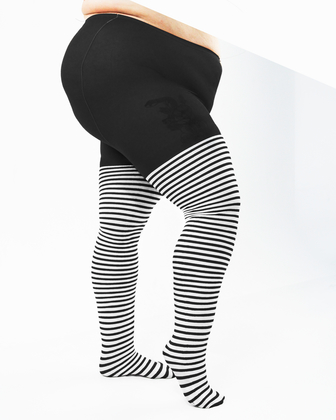 Black White Striped Tights Style# 1204