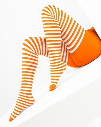 Neon Orange Womens Patterned Tights | We Love Colors