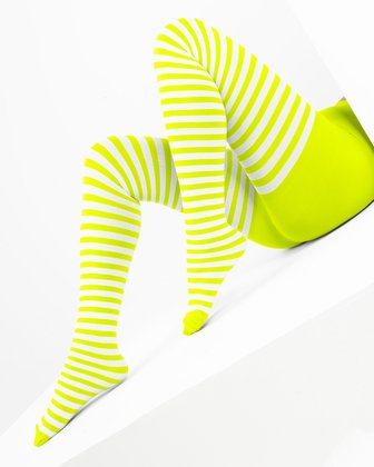 Neon Yellow Womens Patterned Tights | We Love Colors