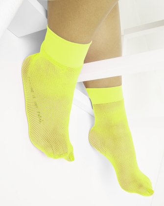 neon yellow fishnet socks