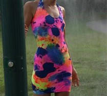 Colorful Splash Color Halter Dress